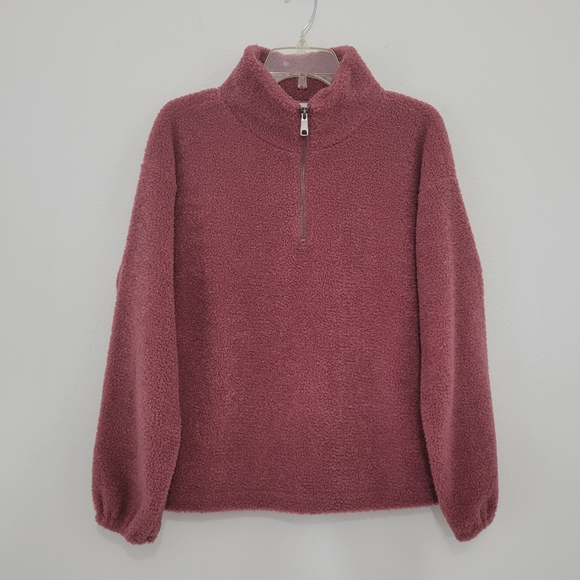 LOFT Tops - LOFT Ann Taylor Fuzzy Sherpa Fleece 1/4 Zip Pullover Sweatshirt Women's …